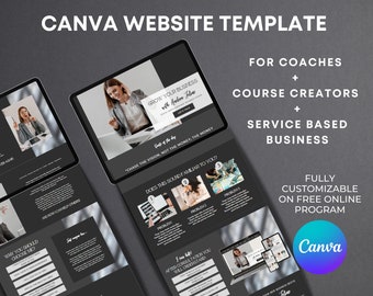 Canva Website Template für Coach, Canva Coaching Kurs Vorlagen, Coaching Programm Vorlage Website, Business, Service, Dark Aesthetic