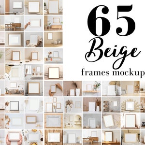 65 Beige Frame MockUps, Frame Mock up Bundle, Styled Boho Photo Template Frame Art, Print Mockup PNG Digital Download, Beige Template