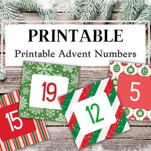 Afdrukbaar adventskalender, junkdagboek, advent, kerstnummers, tags, labels, dagelijks december, aftellen, afdrukbare download