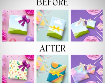 Editable Gift Wrap for Canva, Birthday Wrapping Paper Mockup Bundle, Drag and Drop MOCKUPS, Editable Mock Up, Etsylisting, Sell On Etsy