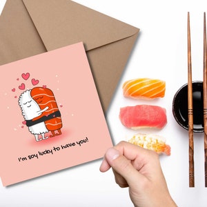 Süße Sushi-Karte - Kawaii-Karte, Karten für sie, Karten für ihn, lustige Valentinskarte für Freund für Freundin, Jubiläumskarte