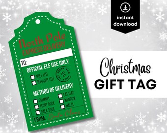 Personal Holiday Tag, Colorful Printable Tag, North Pole Express Gift Tag, Christmastags, Personal Gift Tags, Christma Gift Tags