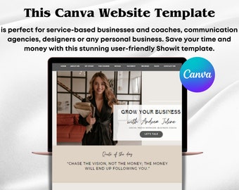 Business Coach Website Template, Canva Coaching Course Templates, Coaching Program Template Canva Website