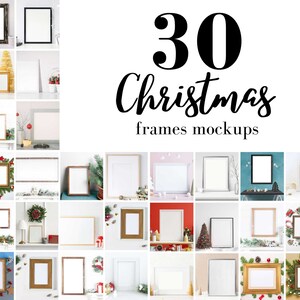 30 Christmas Frame MockUps, Frame Mock up Bundle, Styled Christmas Photo Template Frame Art print Mockup JPG Digital Download