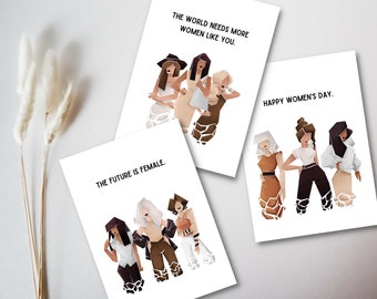 Happy International Women's Day Greeting Card, Happy Women's Day Card Set, Feminist Printable Cards, Black Woman
