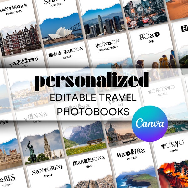 Canva Photobook Templates, Decorative Custom Coffee Table Book, Personalized Travel Book Template, Customizable Holiday Gift