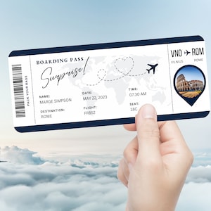 Editable Boarding Pass Template, Printable Personalized Airline Ticket, Canva Boarding Pass, Digital Download DIY Boarding Ticket zdjęcie 6