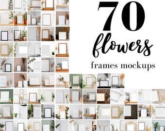 70er Rahmen Mockup Bundle, Mockup mit Blumen, Rahmen Mockup, Wand Kunst Rahmen Mockup, Poster Mockup, Boho, Modern, Rahmen Mockup Bundle