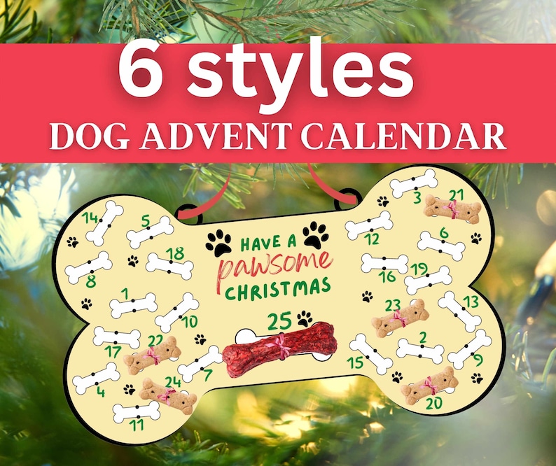 Dog Advent Calendar Png Christmas Pet Calendar Printable Svg Etsy