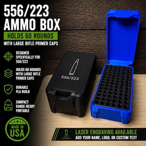 5.56 / .223 Ammo Storage Box | 60 Round 3D Printed PLA Cartridge Case