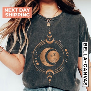 Mystic Moon And Sun Shirt, Mystical Moon Phase Shirt, Moon Phase T-Shirt, Boho Vintage Moon Shirt, Celestial Moon Shirt, Spiritual T-Shirt