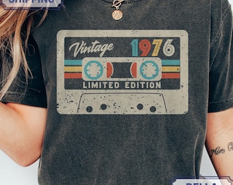 50th Birthday Shirt, Vintage 1976 Limited Edition Cassette T-Shirt, 1976 Birthday Shirt, 50th Birthday Gift For Women, 50th Birthday Men Tee