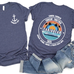 Custom Caribbean Cruise Shirt, Caribbean Cruise TShirt, Front Back Custom Family Cruise Shirts, Family Matching Cruise Shirt, Group Cruise