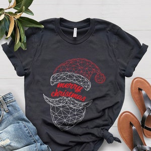 Santa Claus Shirt, Geometric Santa Father Christmas Shirt, Festive Christmas Shirt, Santa Face, Christmas Shirt, Xmas Gift For Dad,Santa Tee