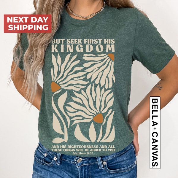 Women's Floral Christian T-shirt, Consider the Flowers Shirt, Illustrated Bible Verse Tshirt, Jesus Distressed Graphic Tee