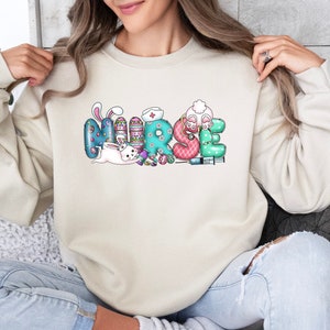 Easter Nurse Bunny Sweatshirt, Nurse Easter Sweater, Cute Nurse Crewneck, Hip Hop Nurse Shirt, Hoppy Nurse Hoodie, Funny Easter Nurse Shirt