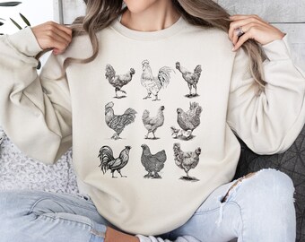 Chicken Sweatshirt, Gift For Chicken Lover, Farm Life Shirt, Farm Animal Hoodie, Chicken Lady Sweater, Funny Chicken, Love Chicken