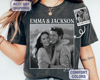 Personalized Couple Shirt, Custom Photo Engagement Comfort Colors Shirt, Vintage Couple Picture Shirt, Wedding Anniversary Gift, Couple Gift