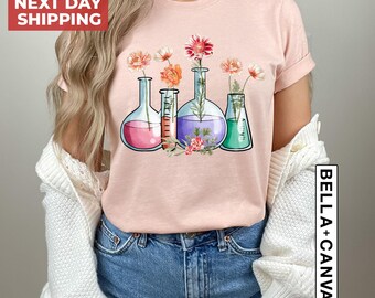 Floral Chemistry Lab Shirt: Scientist Beaker Tee