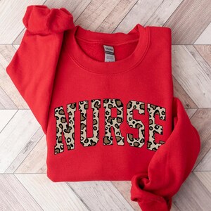 Leopard Nurse Sweatshirt, RN Shirt, Cute Nurse Shirt, Nurse Life Shirt, Nurse Hoodie, Nursing School Sweatshirt, Registered Nurse Sweatshirt image 5