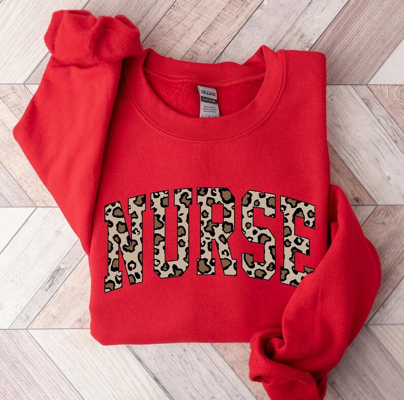 Leopard Nurse Sweatshirt, RN Shirt, Cute Nurse Shirt, Nurse Life Shirt, Nurse Hoodie, Nursing School Sweatshirt, Registered Nurse Sweatshirt image 5