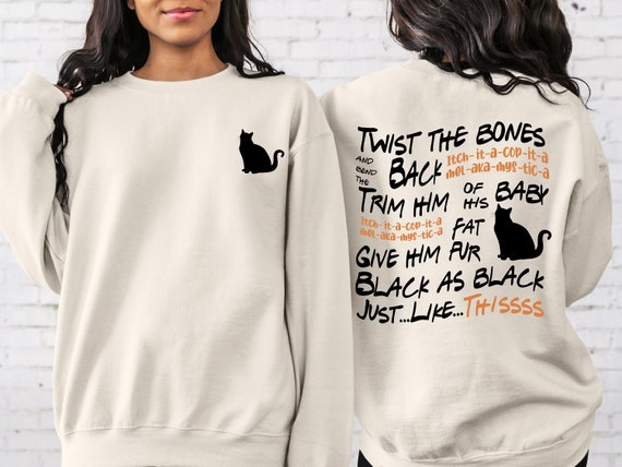 Twist The Bones Sweatshirt Gift For Halloween, Halloween Cat Sweatshirt, Black Cat Sweatshirt, Halloween Clothing, Witch Tee, Hocus Pocus