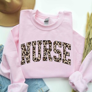 Leopard Nurse Sweatshirt, RN Shirt, Cute Nurse Shirt, Nurse Life Shirt, Nurse Hoodie, Nursing School Sweatshirt, Registered Nurse Sweatshirt image 6