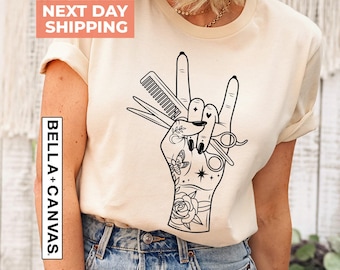 Hair Stylist Shirt: Salon Rock Hand Graphic Tee