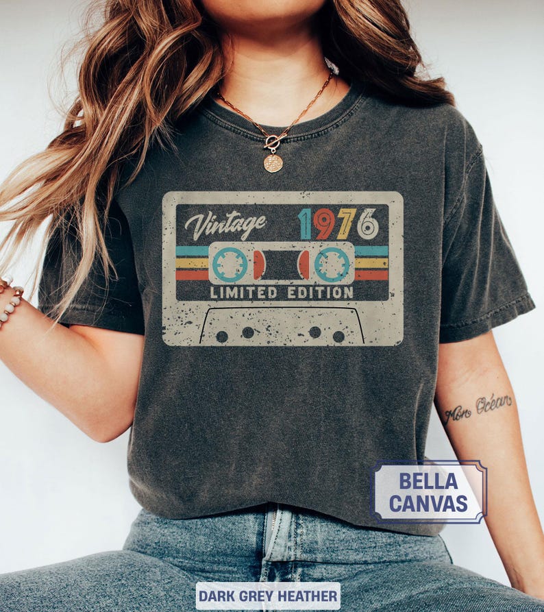 50th Birthday Shirt, Vintage 1976 Limited Edition Cassette T-Shirt, 1976 Birthday Shirt, 50th Birthday Gift For Women, 50th Birthday Men Tee image 8