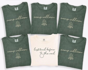 Custom Camp Bachelorette Party Shirt, Mountain Bride Camp Tees, Camping Tees, Camp Themed Lake Bachelorette Shirts, Retro Camp Matching Tees