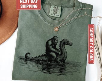 Funny T Shirts, Comfort Colors Bigfoot Shirts, Hilarious Loch Ness Monster Really Vintage Shirt, Funny Sasquatch Graphic Big Foot Shirt