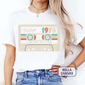 50th Birthday Shirt, Vintage 1976 Limited Edition Cassette T-Shirt, 1976 Birthday Shirt, 50th Birthday Gift For Women, 50th Birthday Men Tee image 7