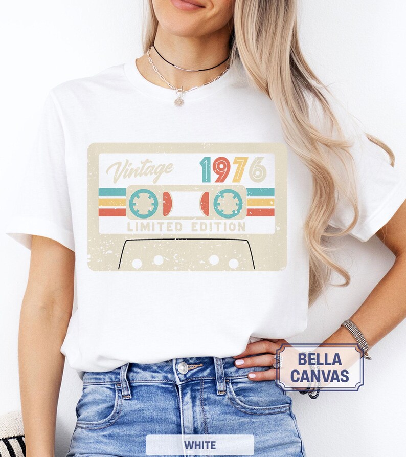 50th Birthday Shirt, Vintage 1976 Limited Edition Cassette T-Shirt, 1976 Birthday Shirt, 50th Birthday Gift For Women, 50th Birthday Men Tee image 7
