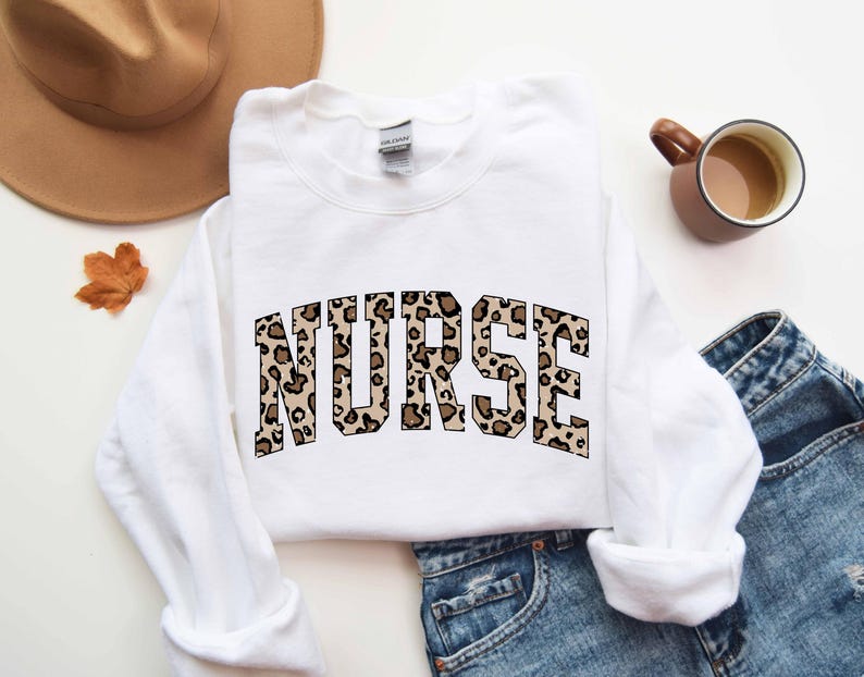 Leopard Nurse Sweatshirt, RN Shirt, Cute Nurse Shirt, Nurse Life Shirt, Nurse Hoodie, Nursing School Sweatshirt, Registered Nurse Sweatshirt image 4