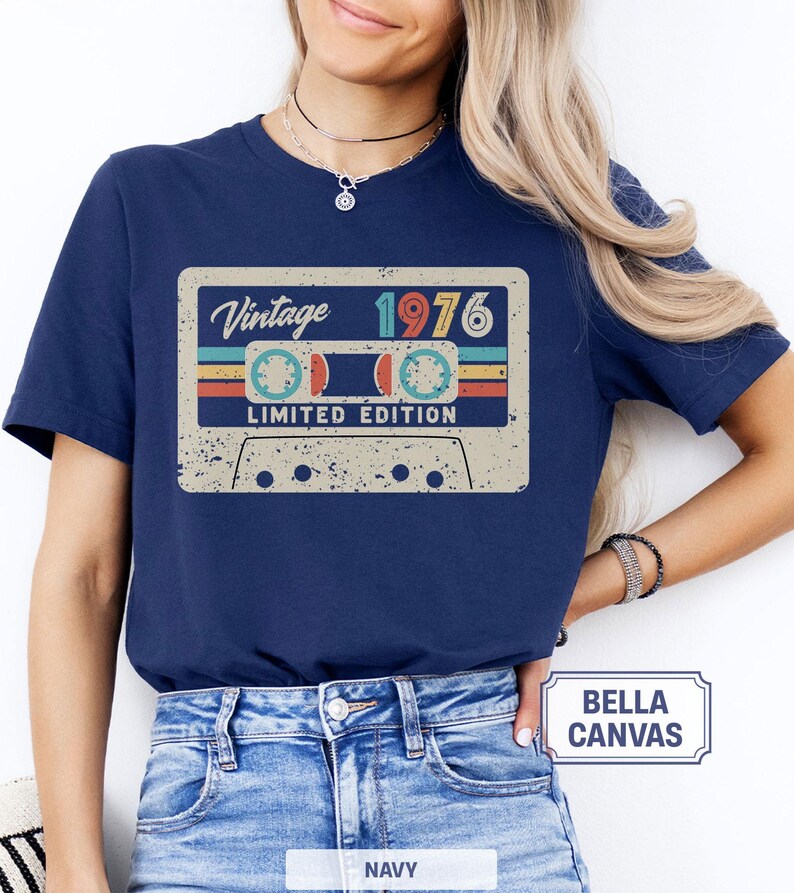 50th Birthday Shirt, Vintage 1976 Limited Edition Cassette T-Shirt, 1976 Birthday Shirt, 50th Birthday Gift For Women, 50th Birthday Men Tee image 6
