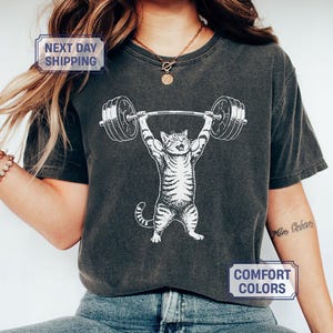 Camiseta divertida de gato para gimnasio, camiseta de entrenamiento de gato, camiseta divertida con meme de gato de peso muerto, funda para bomba de gimnasio, regalo unisex para amantes de los gatos, camiseta de entrenamiento