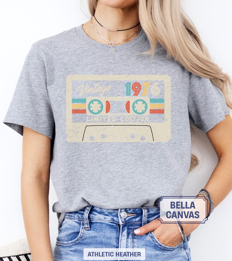 50th Birthday Shirt, Vintage 1976 Limited Edition Cassette T-Shirt, 1976 Birthday Shirt, 50th Birthday Gift For Women, 50th Birthday Men Tee image 9