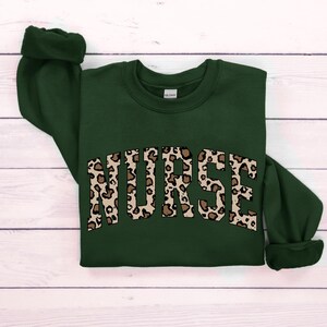 Leopard Nurse Sweatshirt, RN Shirt, Cute Nurse Shirt, Nurse Life Shirt, Nurse Hoodie, Nursing School Sweatshirt, Registered Nurse Sweatshirt image 2
