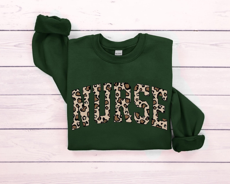 Leopard Nurse Sweatshirt, RN Shirt, Cute Nurse Shirt, Nurse Life Shirt, Nurse Hoodie, Nursing School Sweatshirt, Registered Nurse Sweatshirt image 2