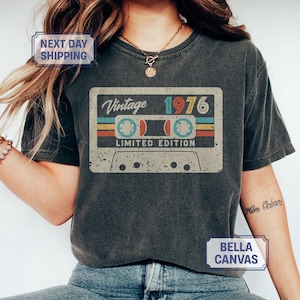 50th Birthday Shirt, Vintage 1976 Limited Edition Cassette T-Shirt, 1976 Birthday Shirt, 50th Birthday Gift For Women, 50th Birthday Men Tee image 1