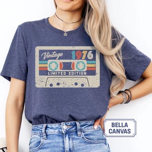 50th Birthday Shirt, Vintage 1976 Limited Edition Cassette T-Shirt, 1976 Birthday Shirt, 50th Birthday Gift For Women, 50th Birthday Men Tee image 5