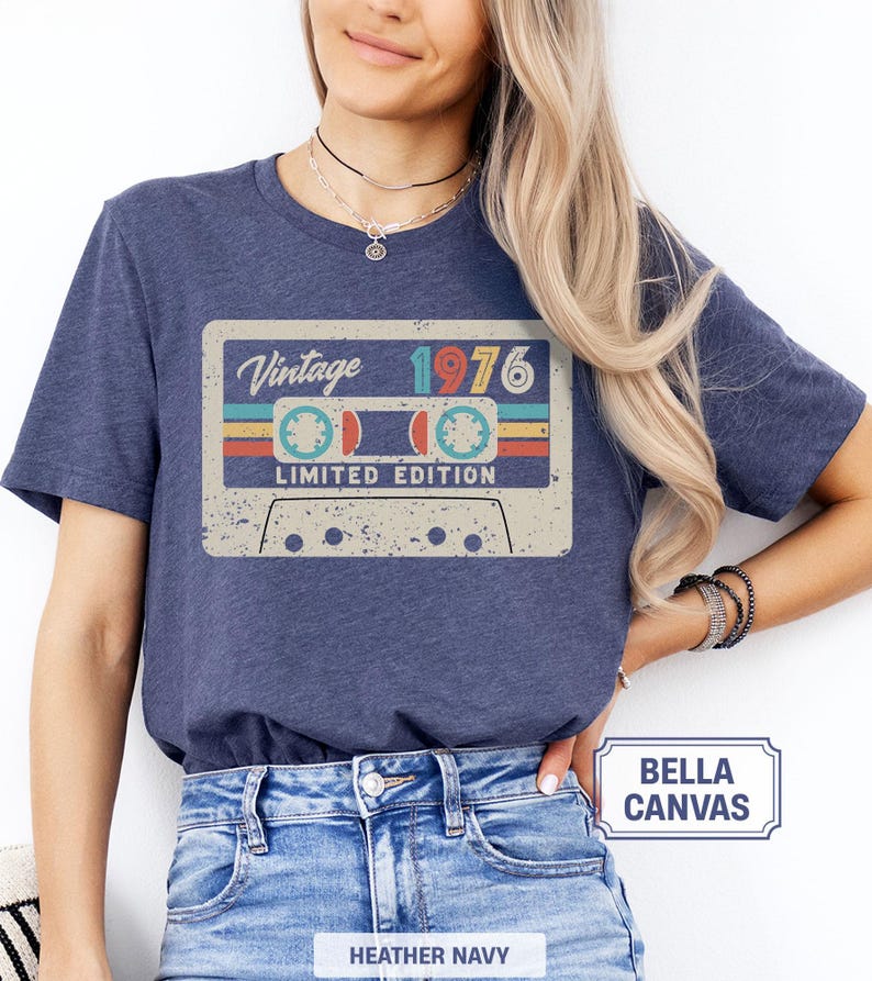 50th Birthday Shirt, Vintage 1976 Limited Edition Cassette T-Shirt, 1976 Birthday Shirt, 50th Birthday Gift For Women, 50th Birthday Men Tee image 5