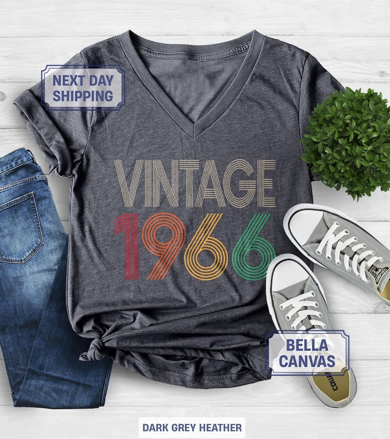 Camiseta vintage de 1966: Camiseta retro del año de cumpleaños, camisetas de cumpleaños número 60 para mujer imagen 1