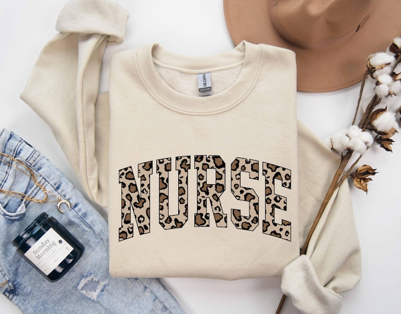 Leopard Nurse Sweatshirt, RN Shirt, Cute Nurse Shirt, Nurse Life Shirt, Nurse Hoodie, Nursing School Sweatshirt, Registered Nurse Sweatshirt image 3