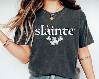 St Patricks Day Shirt, Comfort Colors® Retro Slainte Shirt, Womens Lucky Shirt, Shamrock Shirt, Cute Patricks Day Shirt, Funny Irish Shirt
