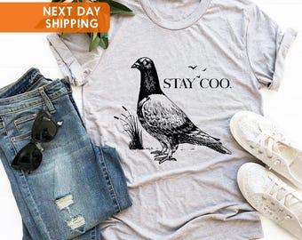Stay Coo Shirt: Funny Pigeon Bird Meme Graphic Tee
