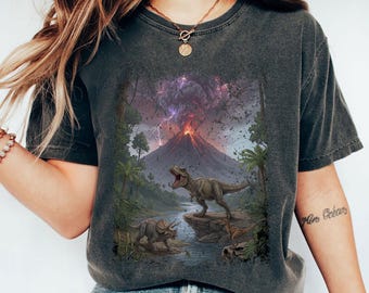 Vintage Jurassic Dinosaur 90s Graphic T-Shirt, Retro T-Rex & Triceratops Shirt, 90s Prehistoric Graphic Tee, Dino Top, Nostalgia Nature Gift