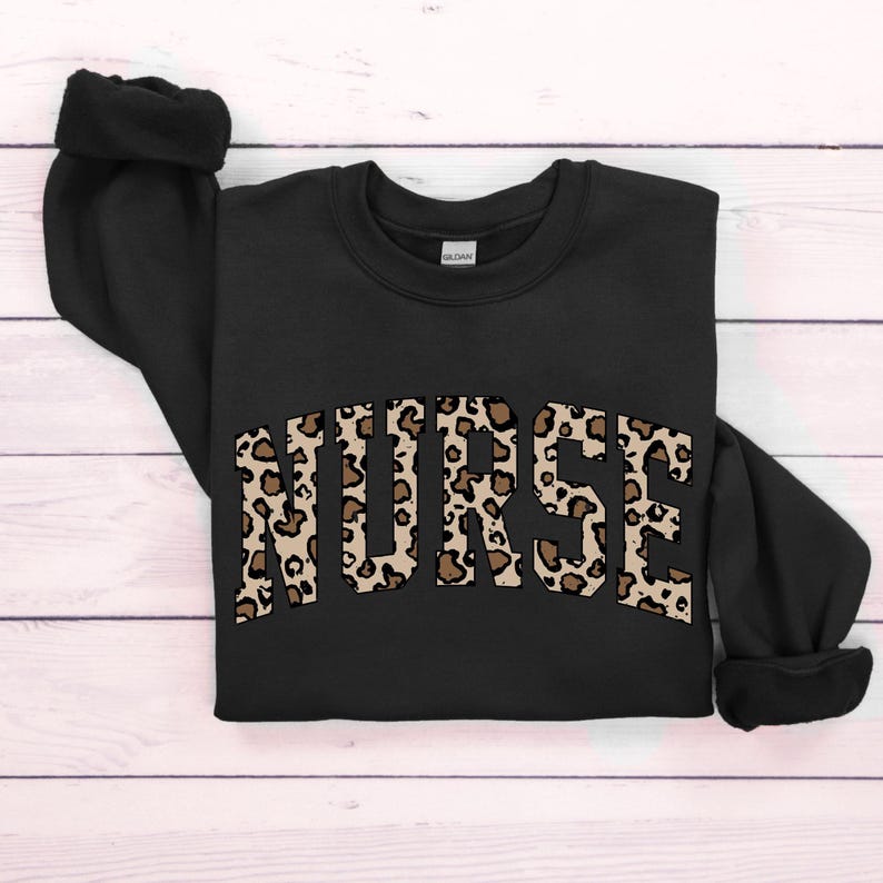 Leopard Nurse Sweatshirt, RN Shirt, Cute Nurse Shirt, Nurse Life Shirt, Nurse Hoodie, Nursing School Sweatshirt, Registered Nurse Sweatshirt image 1