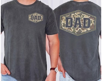 Comfort Colors® Camouflage Dad Shirt, Retro Varsity Dad Tee, Duck Camo Father’s Day Gift, Classic Dad Shirt, Retro Dad Shirt, Gift For Dad