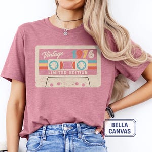 50th Birthday Shirt, Vintage 1976 Limited Edition Cassette T-Shirt, 1976 Birthday Shirt, 50th Birthday Gift For Women, 50th Birthday Men Tee image 2
